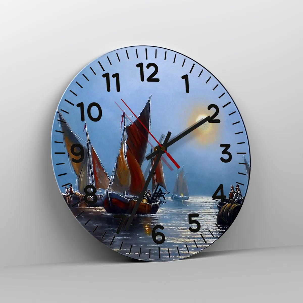 Orologio da parete - Orologio in Vetro - Pesca notturna - 40x40 cm