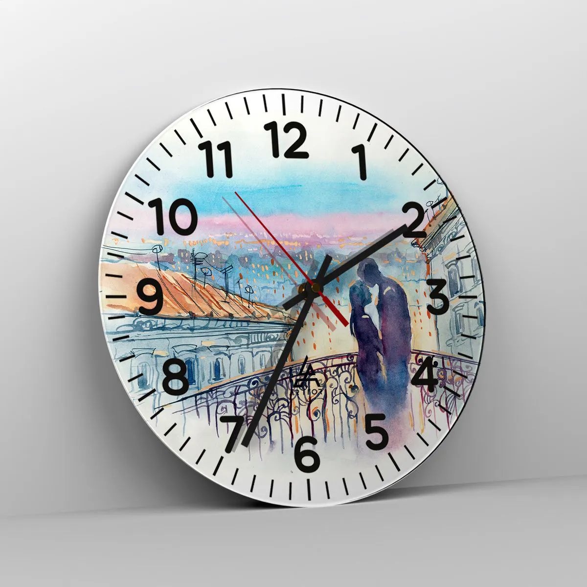 Nástenné hodiny - Parížski milenci - 40x40 cm