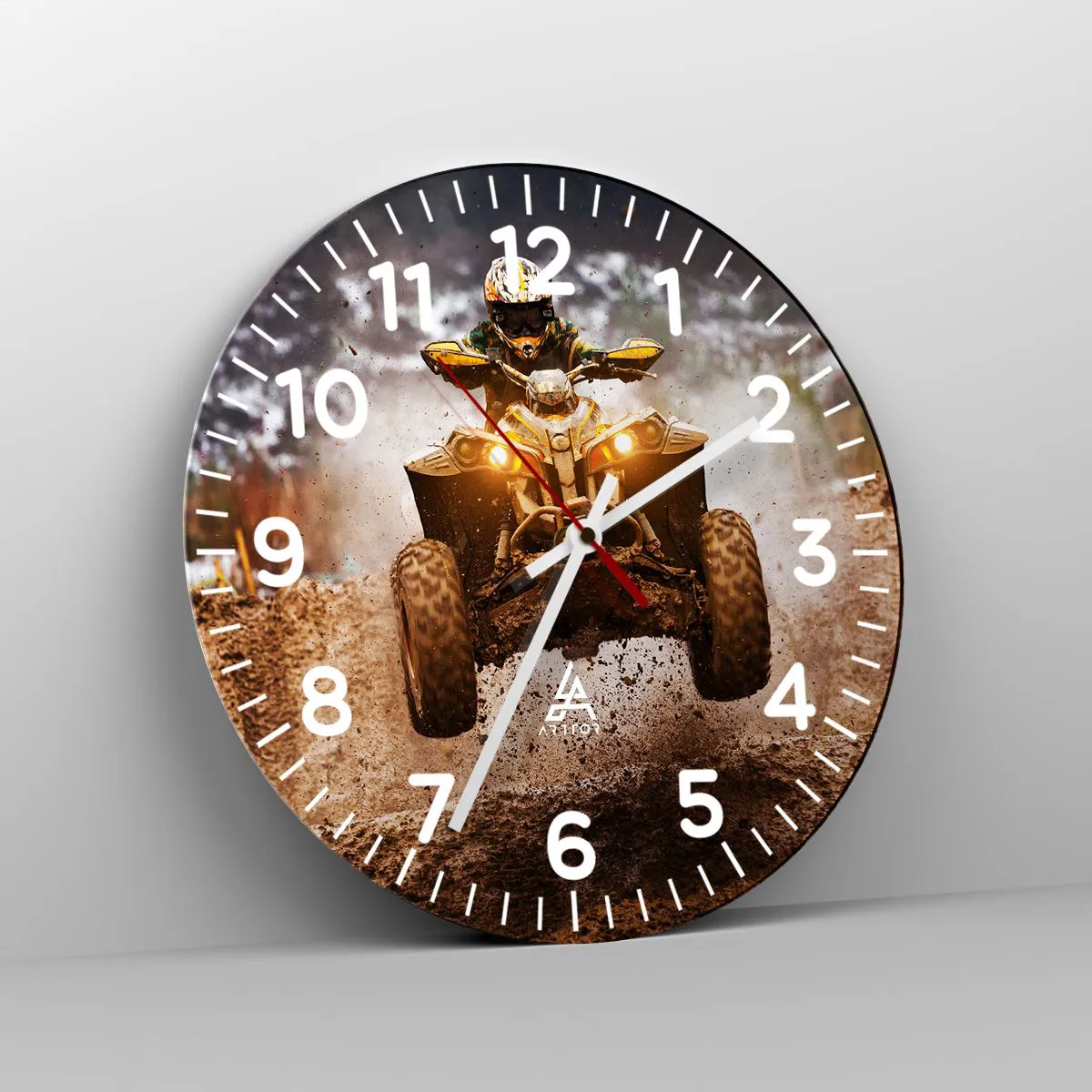 Ceas de perete - Ceas pe sticlă - No risk no fun - 40x40 cm