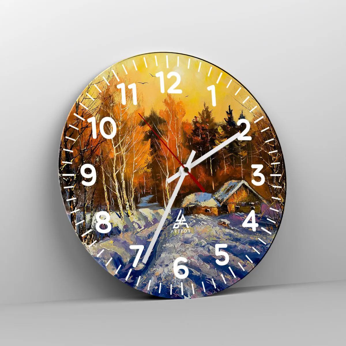 Zegar ścienny - Zimowa impresja w słońcu - 40x40 cm