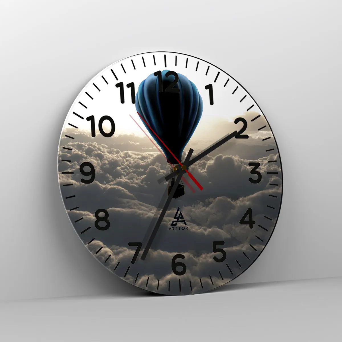 Wanduhr - Glasuhr - Ein Wanderer über den Wolken - 40x40 cm