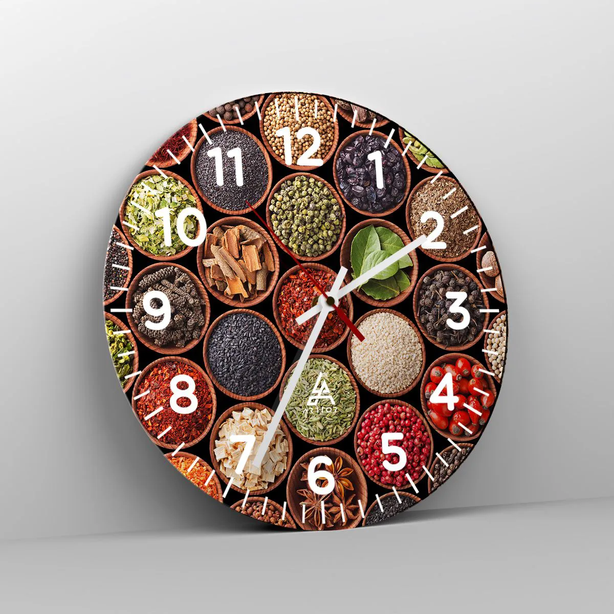 Wanduhr - Glasuhr - Alle Aromen der Welt - 40x40 cm