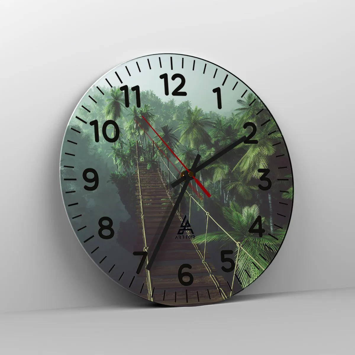 Relógio de parede - Relógio em vidro - Sobre o verde fervente - 40x40 cm