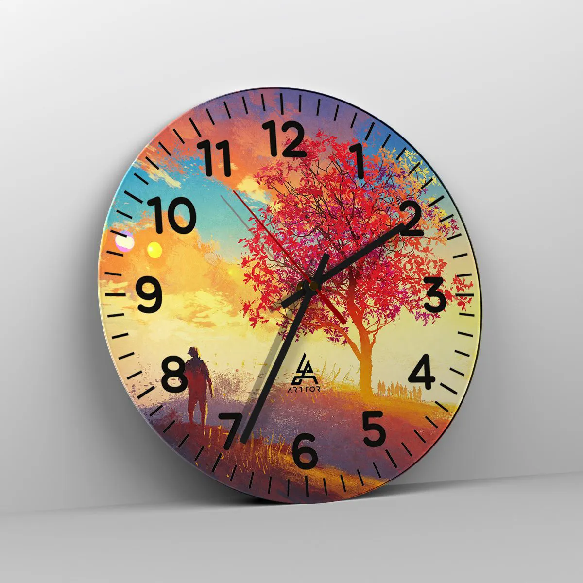 Wall clock - Clock on glass - Pilgrim at Its Goal - 40x40 cm