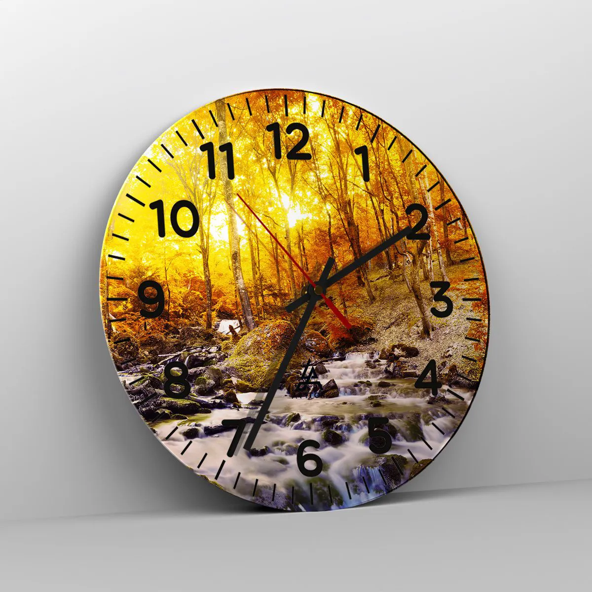 Wanduhr - Glasuhr - In Gold und Platin gefasste Steine - 40x40 cm