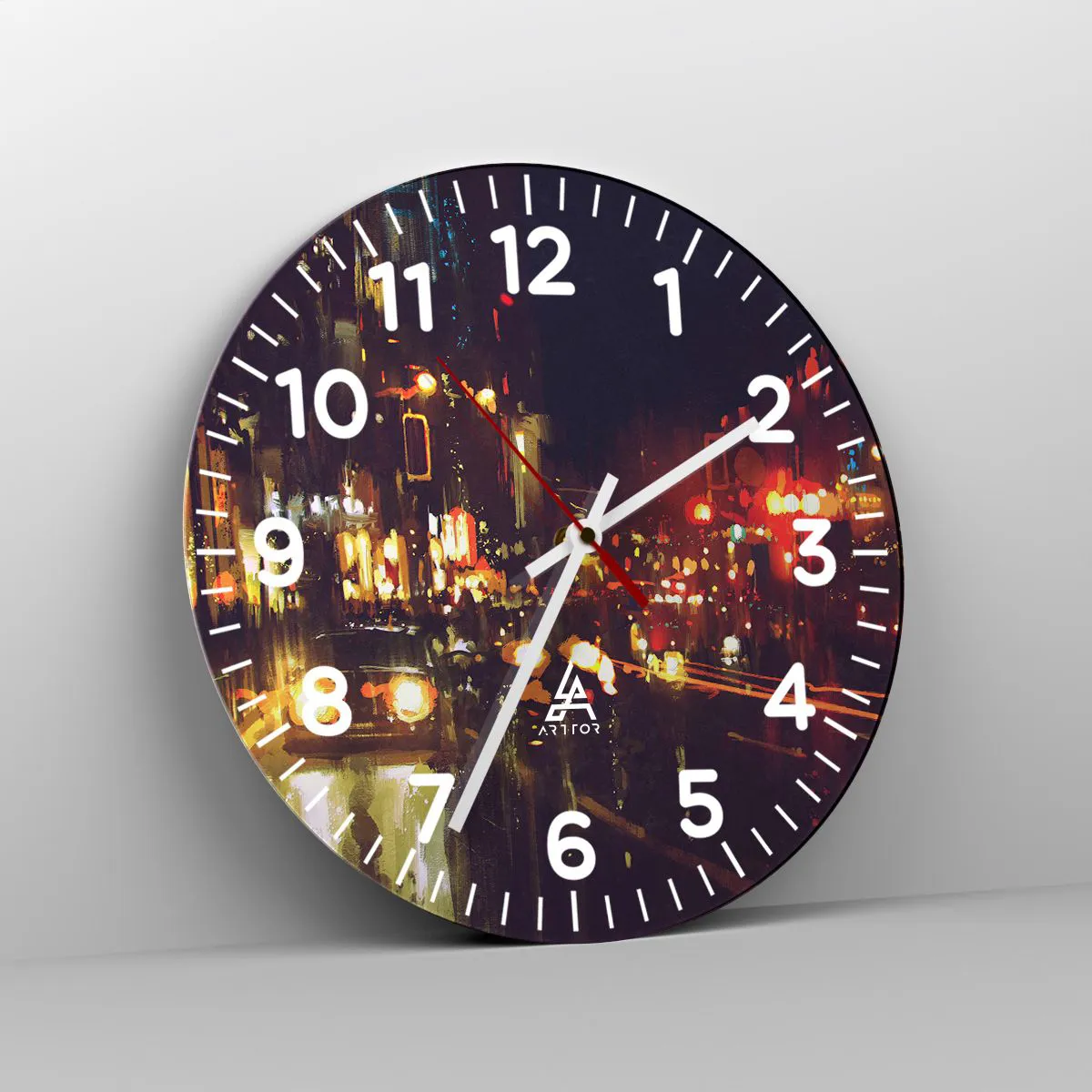 Horloge murale - Pendule murale - Immergé dans les lumières de la nuit - 40x40 cm