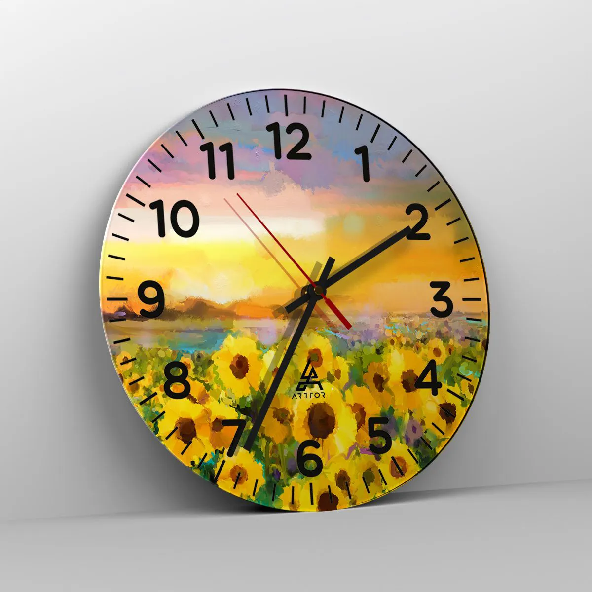 Relógio de parede - Relógio em vidro - O próprio sol desceu à terra - 40x40 cm