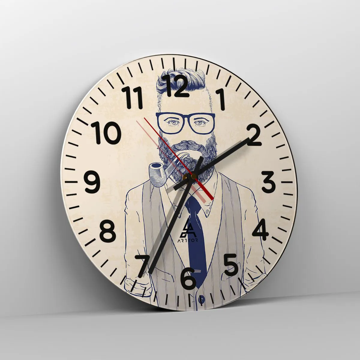 Wanduhr - Glasuhr - Fröhlich, maskulin und modisch - 40x40 cm