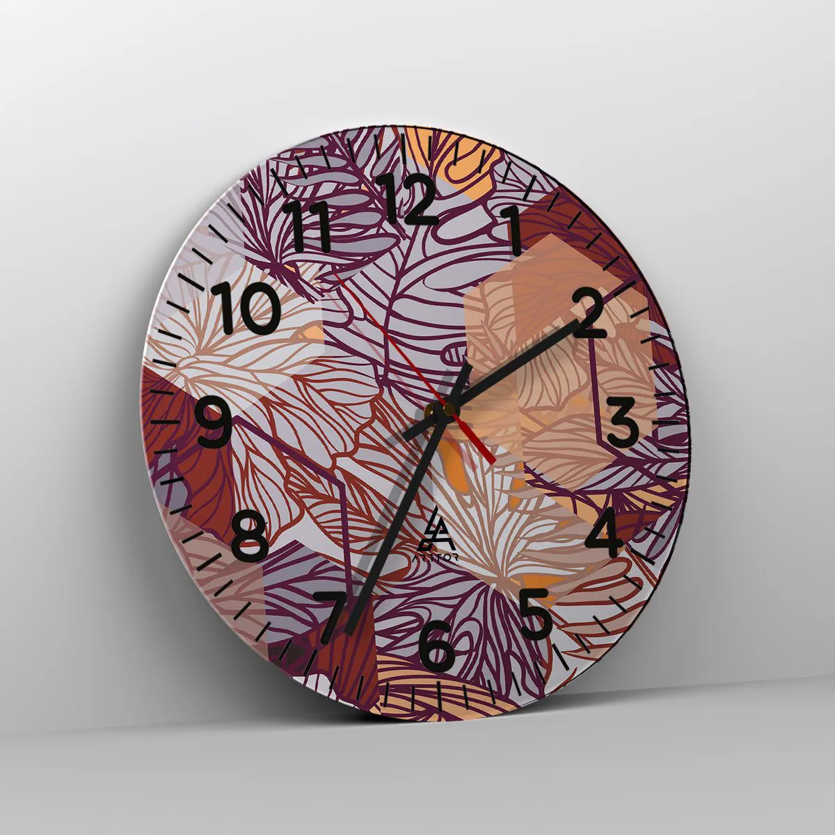 Ceas de perete - Ceas pe sticlă - Relația imposibilă dintre geometrie și natură - 40x40 cm