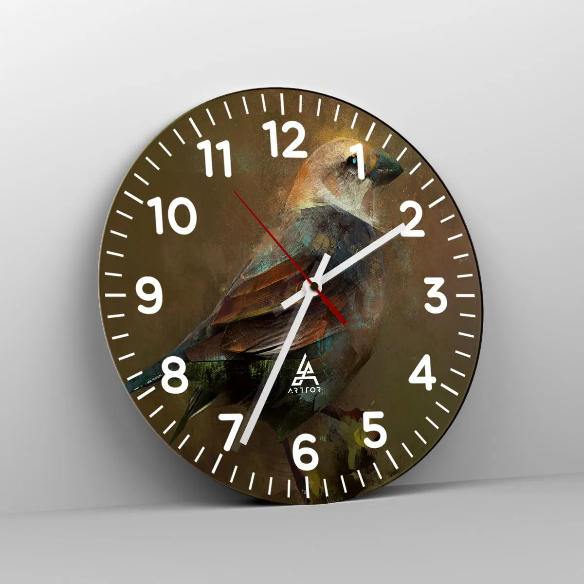 Zegar ścienny - Wróbelek, ptaszyna niewielka - 40x40 cm