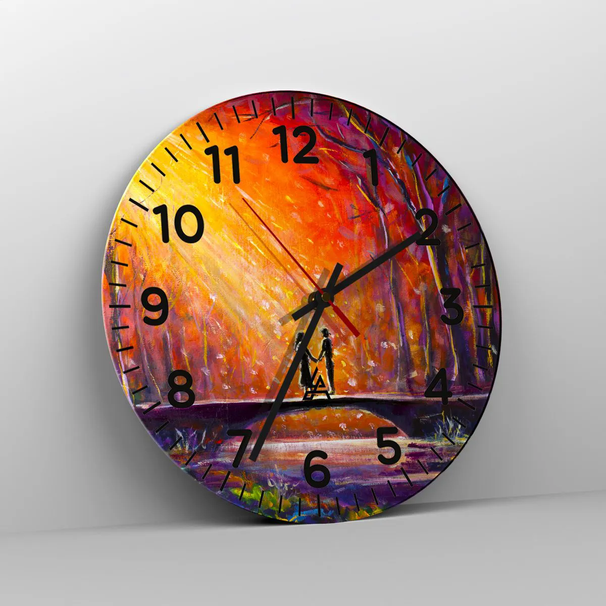 Ceas de perete - Ceas pe sticlă - Și cerul îi iubește - 40x40 cm