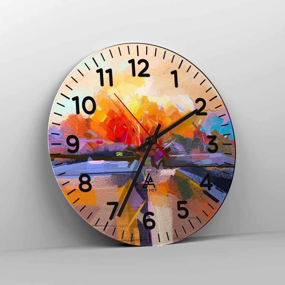 Wanduhr - Glasuhr - Der Herbst ist geworden - 40x40 cm