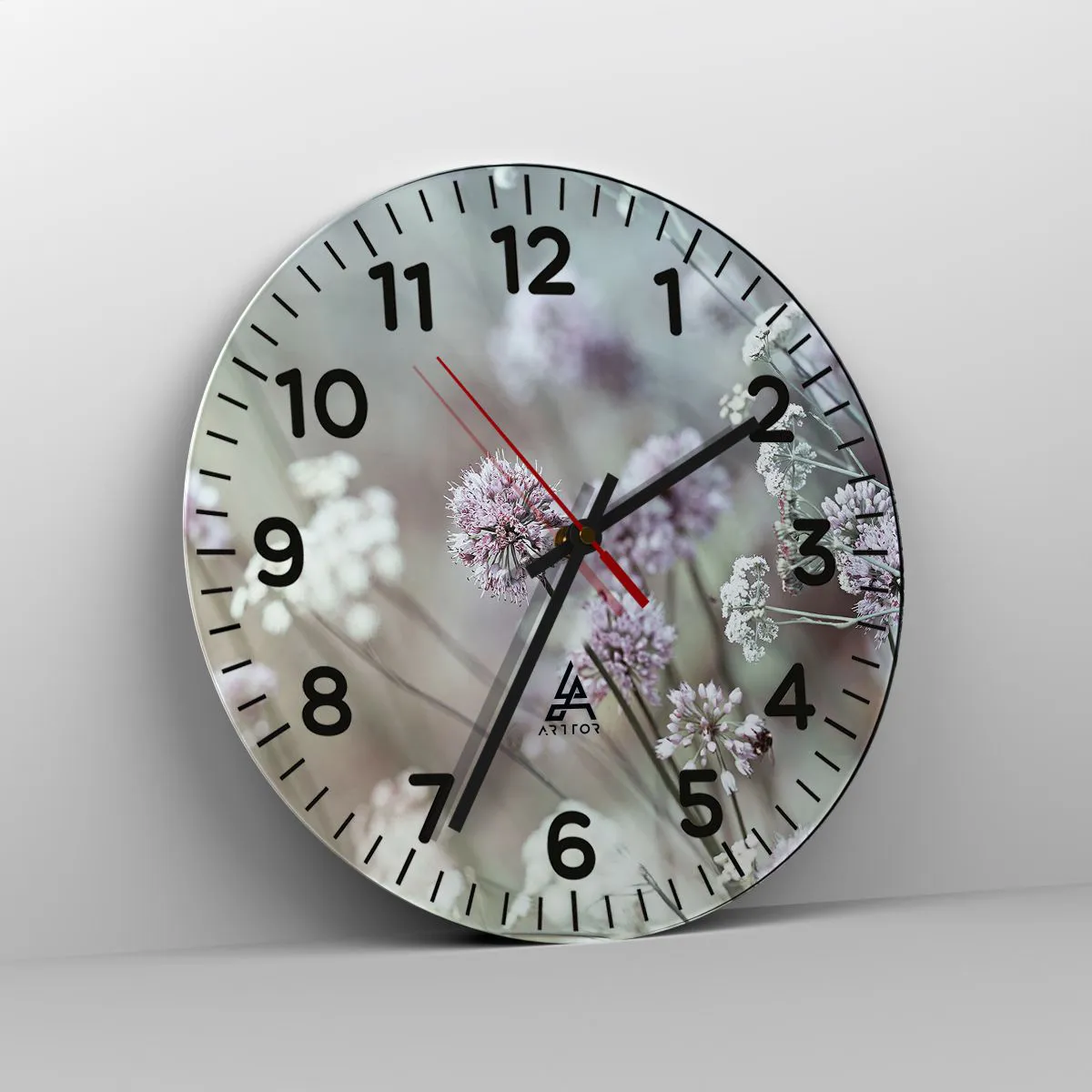 Ceas de perete - Ceas pe sticlă - Ierburi dulci filigranate - 40x40 cm