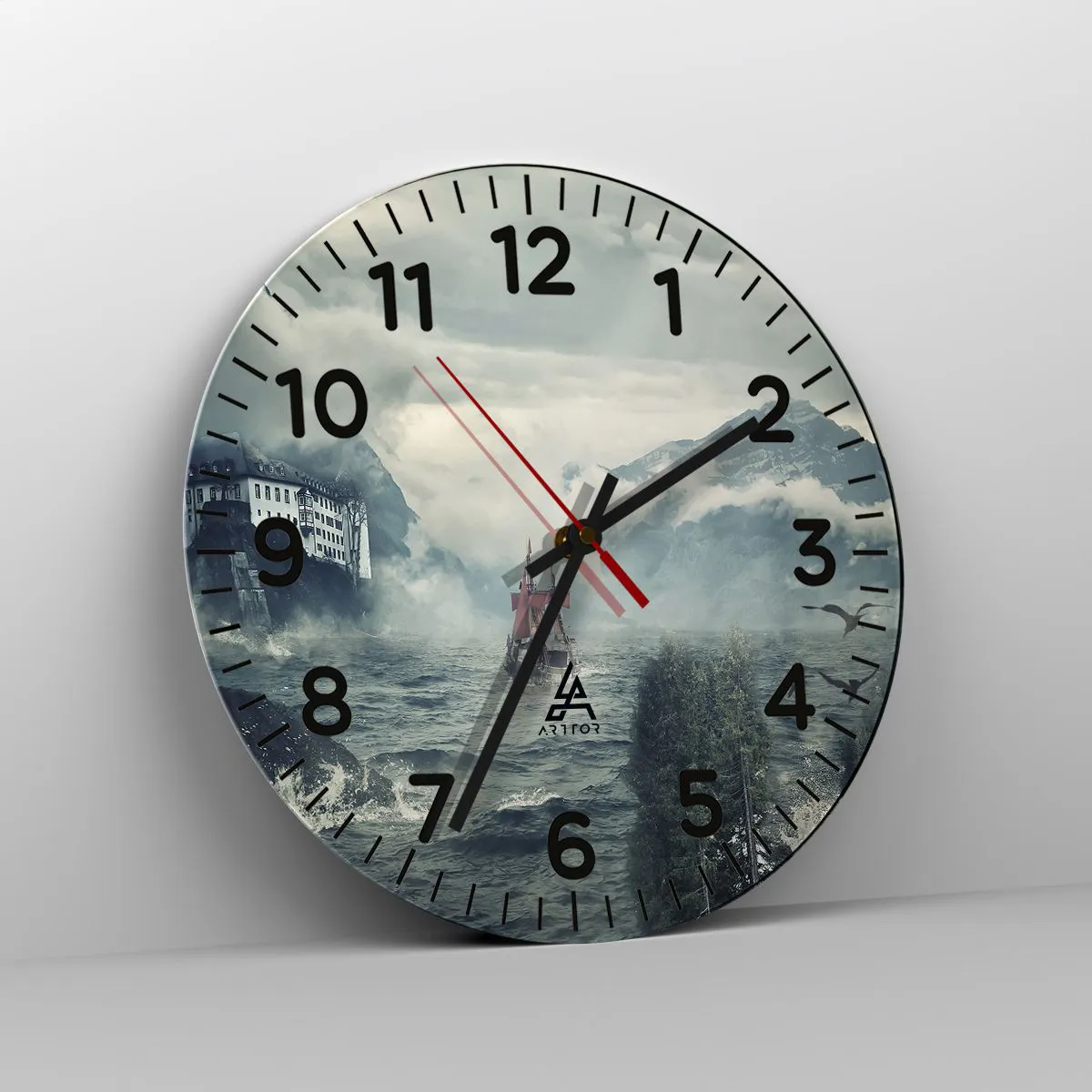 Wall clock - Clock on glass - On Magical Waters - 40x40 cm