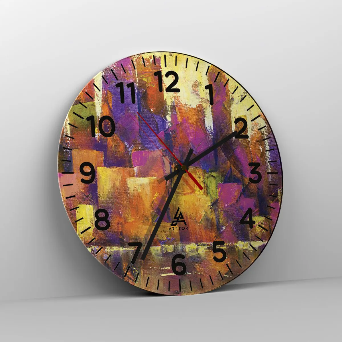 Ceas de perete - Ceas pe sticlă - Compoziția metropolitană - 40x40 cm