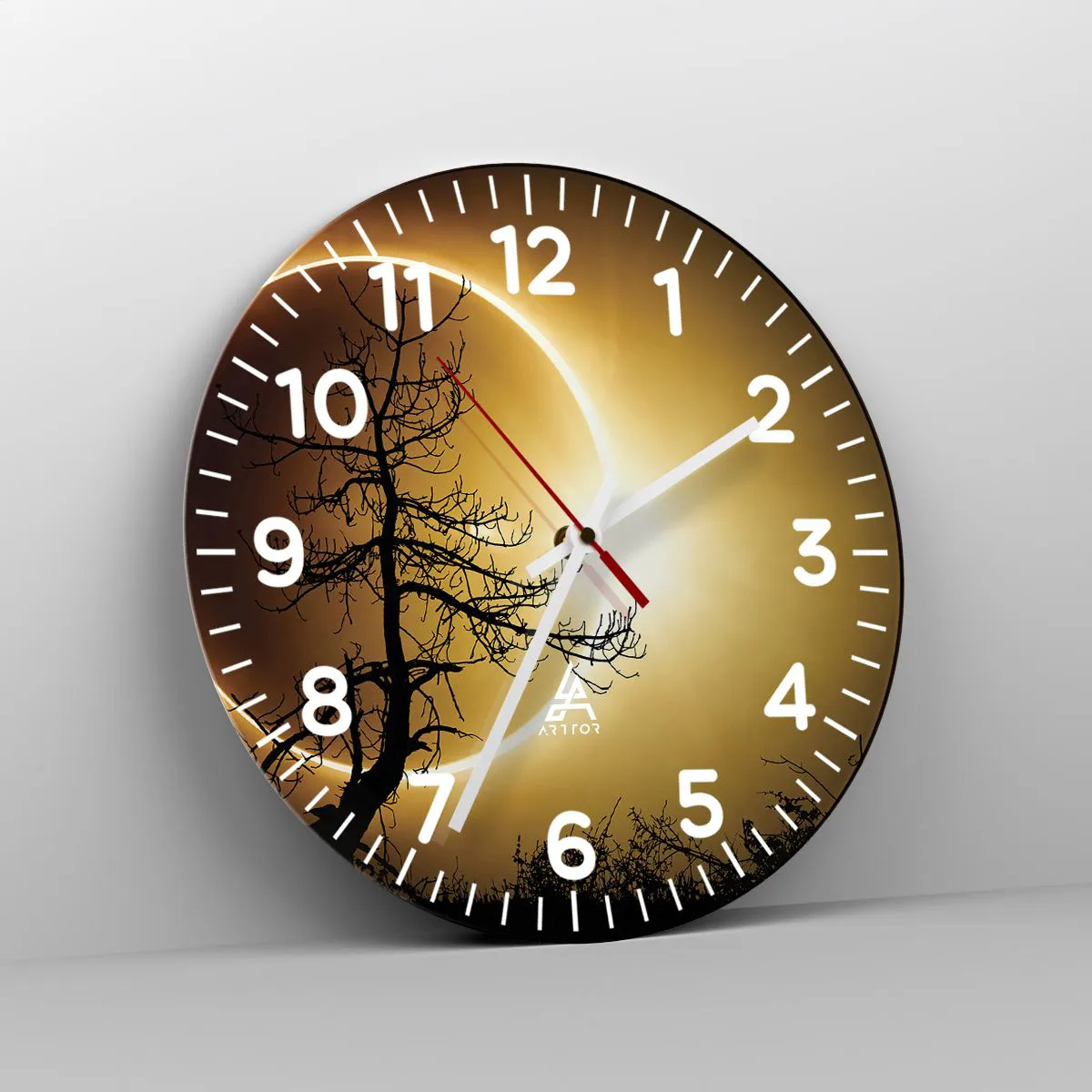 Relógio de parede - Relógio em vidro - Eclipse total - 40x40 cm