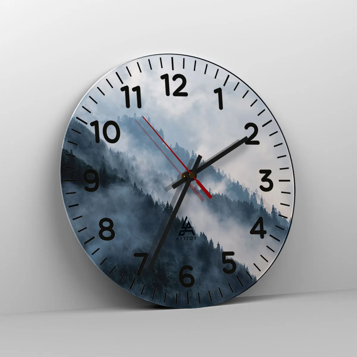 Wall clock - Clock on glass - Mysticism of the Mountains - 40x40 cm