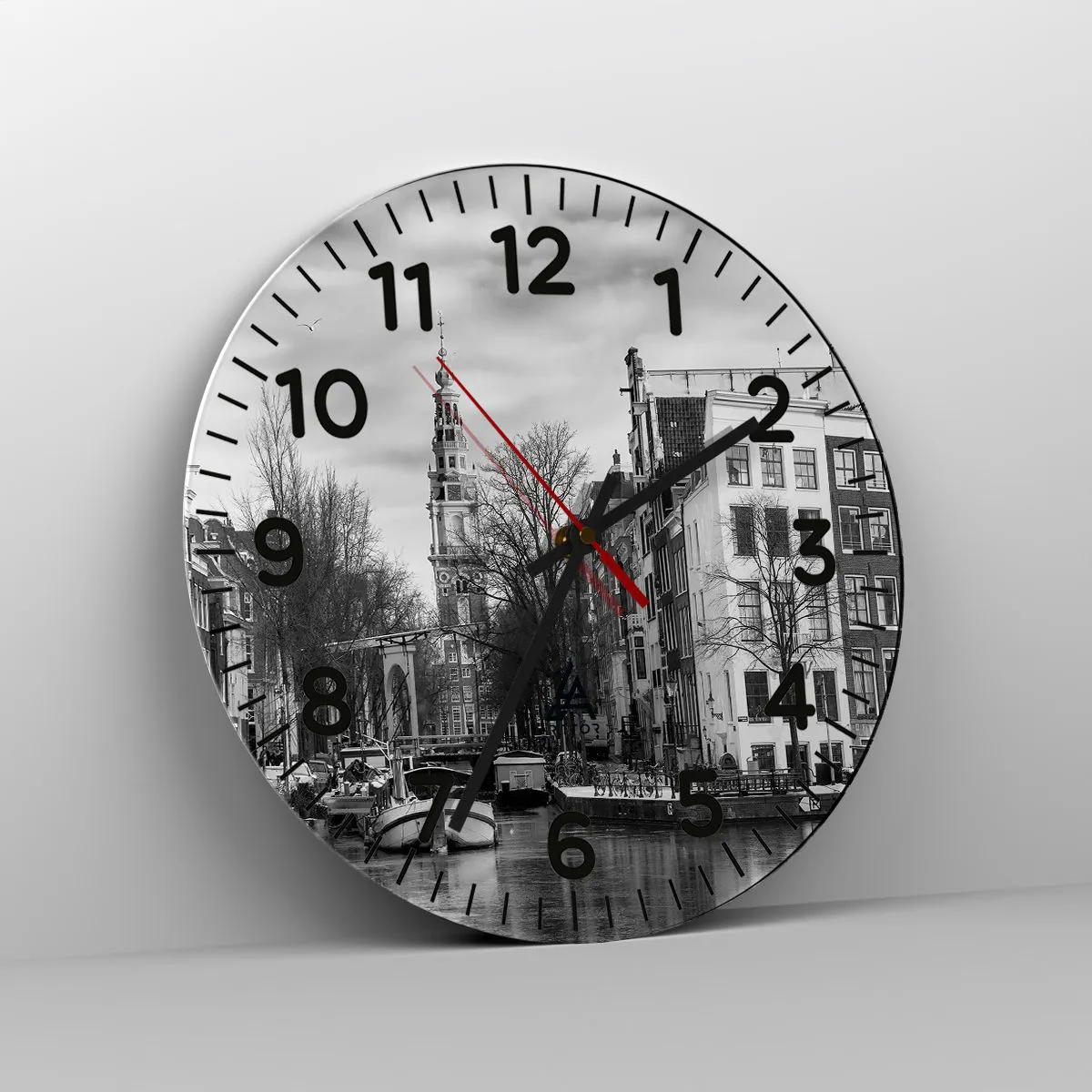 Ceas de perete - Ceas pe sticlă - Amsterdam vibes - 40x40 cm