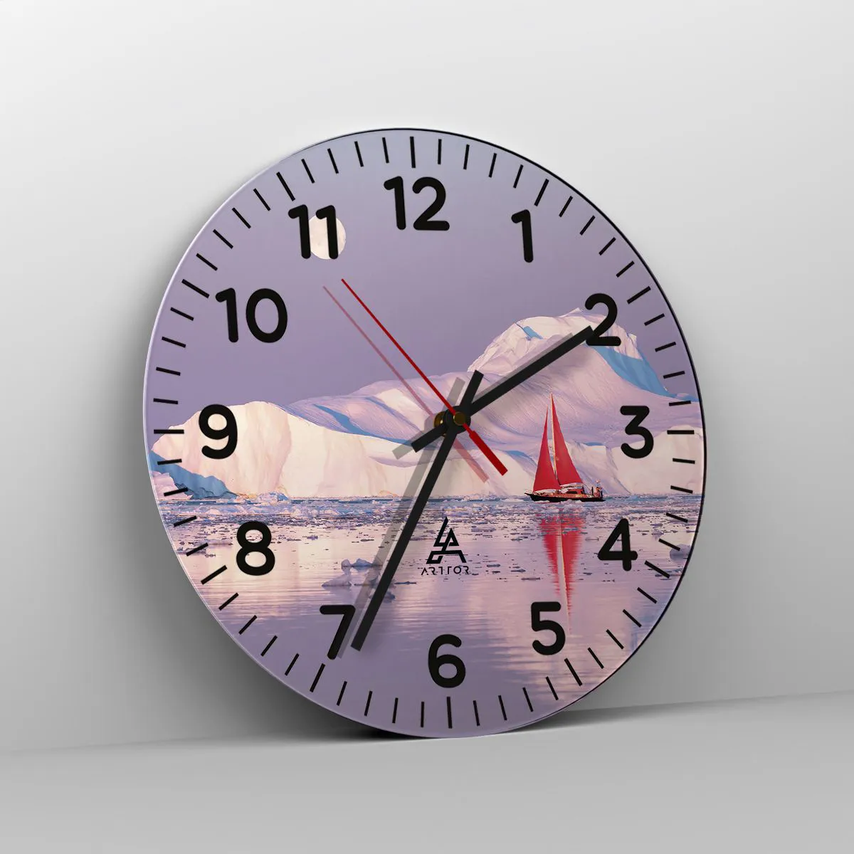 Wall clock - Clock on glass - Heat of the Sail, Cold of the Ice - 40x40 cm