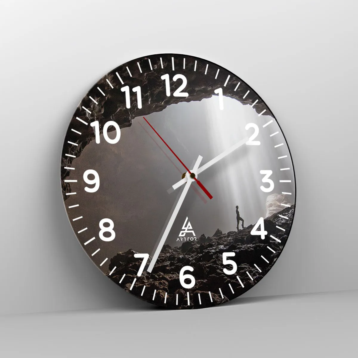 Ceas de perete - Ceas pe sticlă - Grota luminoasă - 40x40 cm