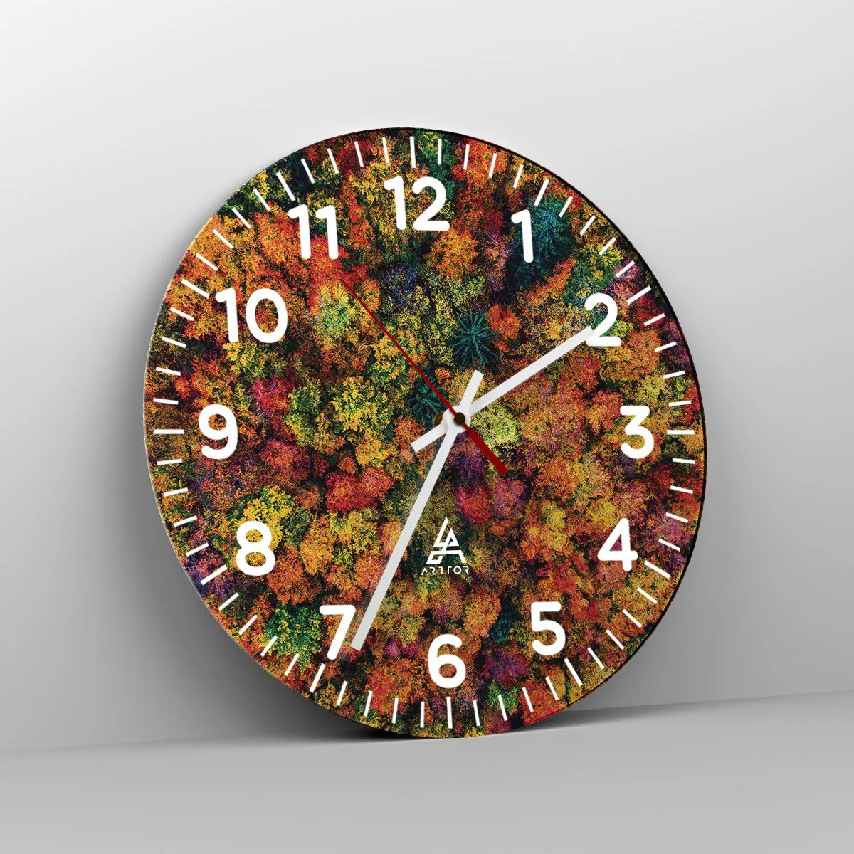 Wanduhr - Glasuhr - Blumenstrauß aus Herbstbäumen - 40x40 cm