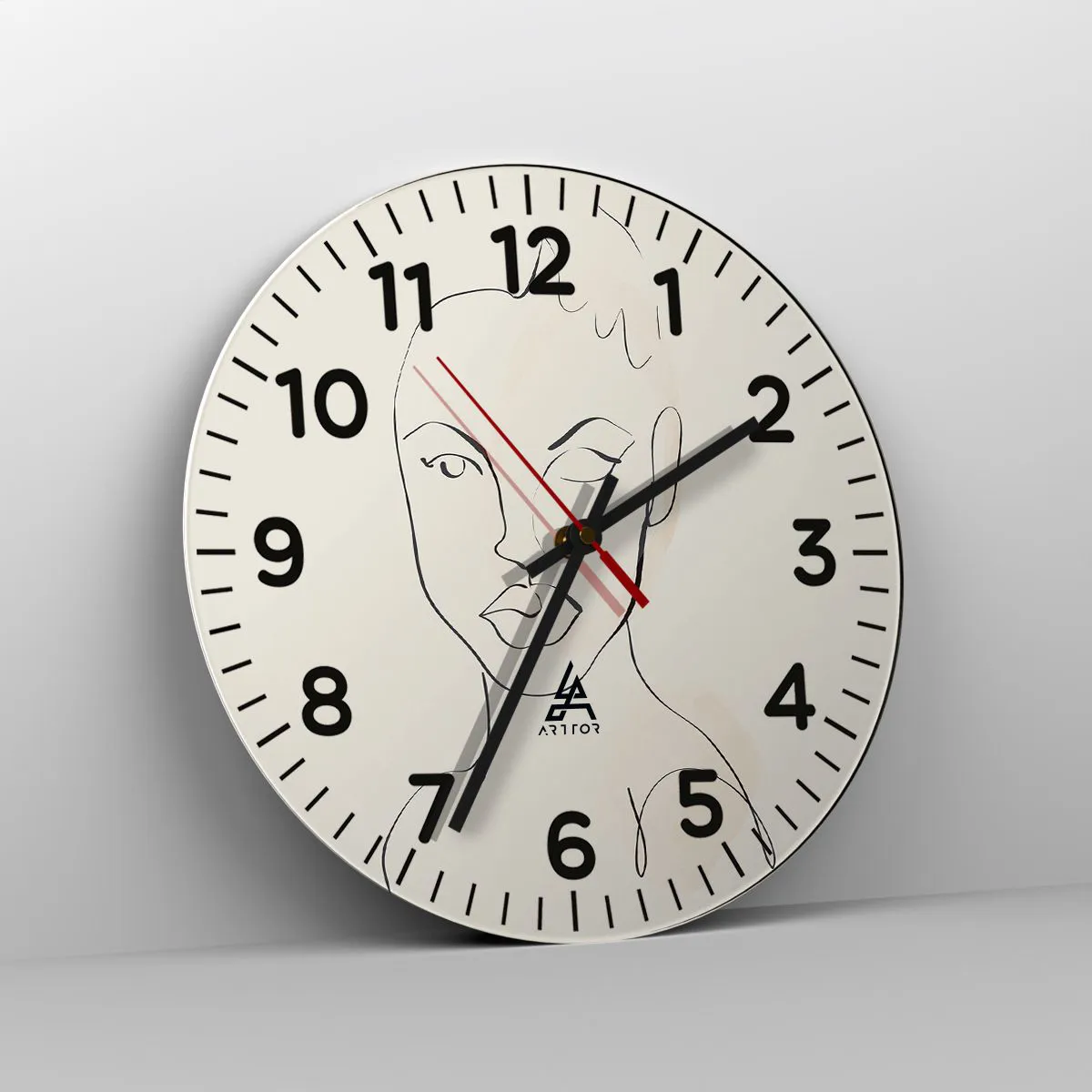 Wanduhr - Glasuhr - Umriss der Sinnlichkeit - 40x40 cm