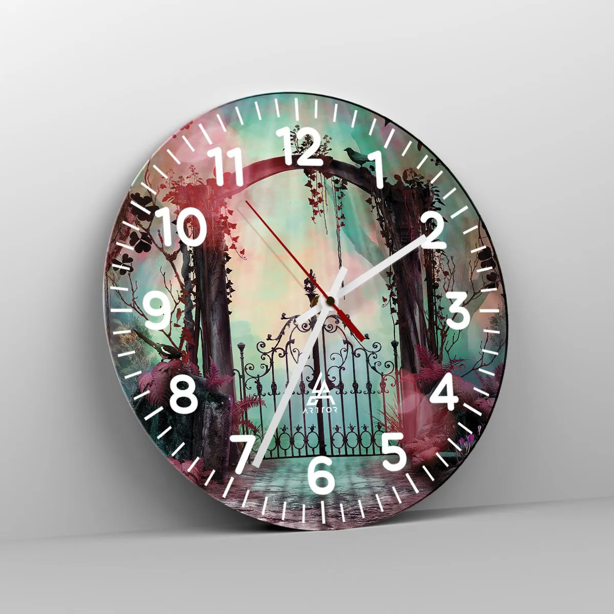 Wanduhr - Glasuhr - Geheimer Garten - 40x40 cm