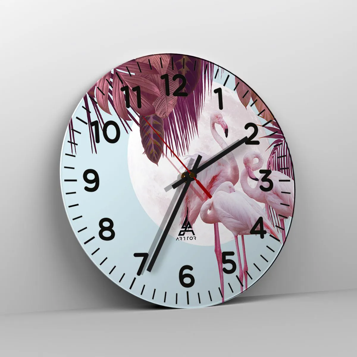 Relógio de parede - Relógio em vidro - Três graças de pássaros - 40x40 cm