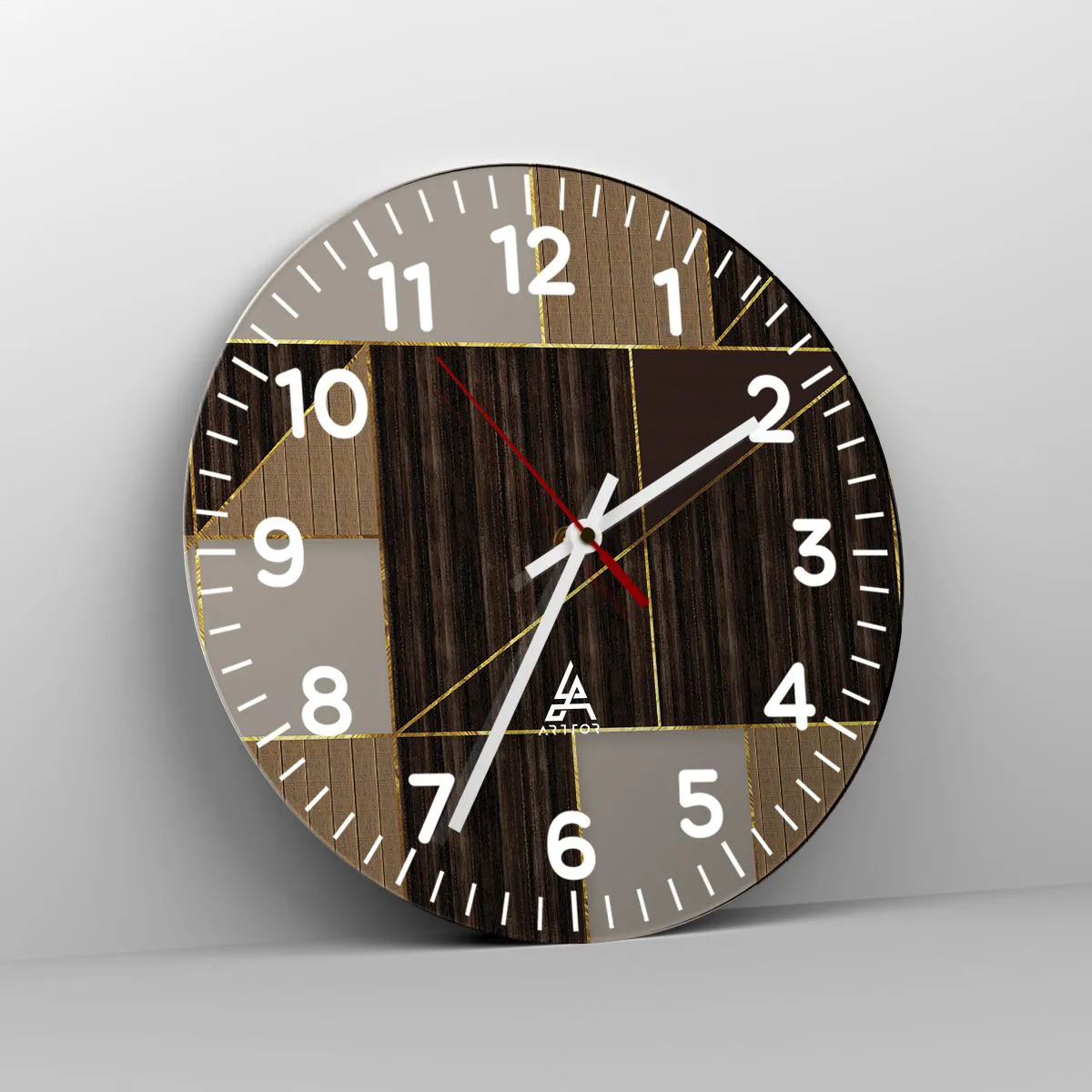 Nástěnné hodiny - Mozaika hnědé a zlaté - 40x40 cm