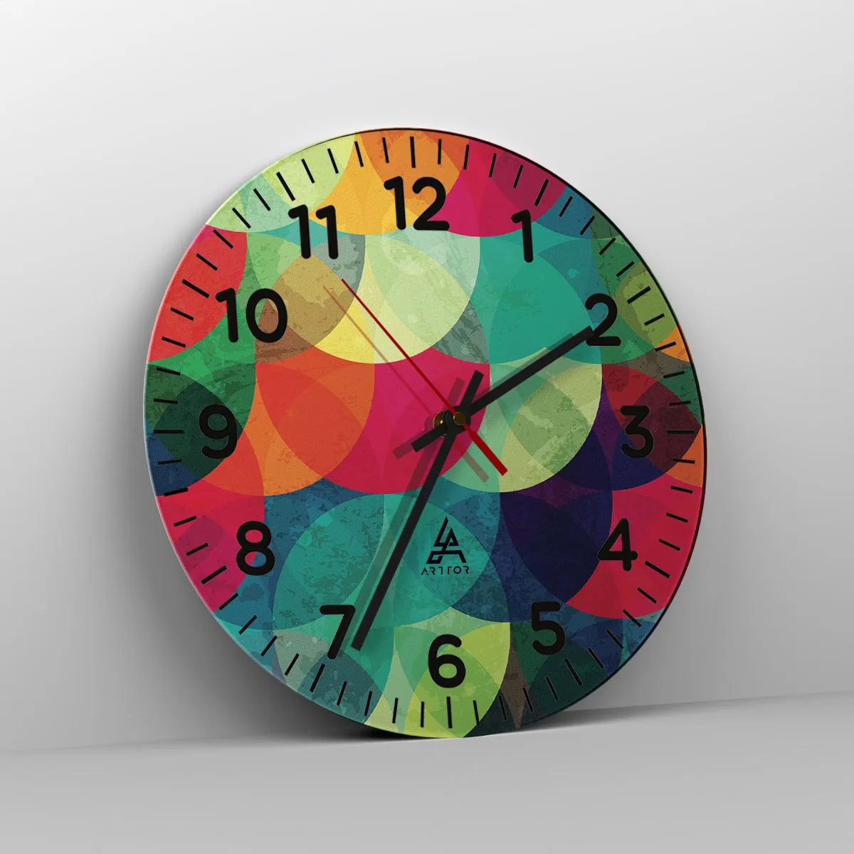 Ceas de perete - Ceas pe sticlă - Să intrăm în curcubeu - 40x40 cm