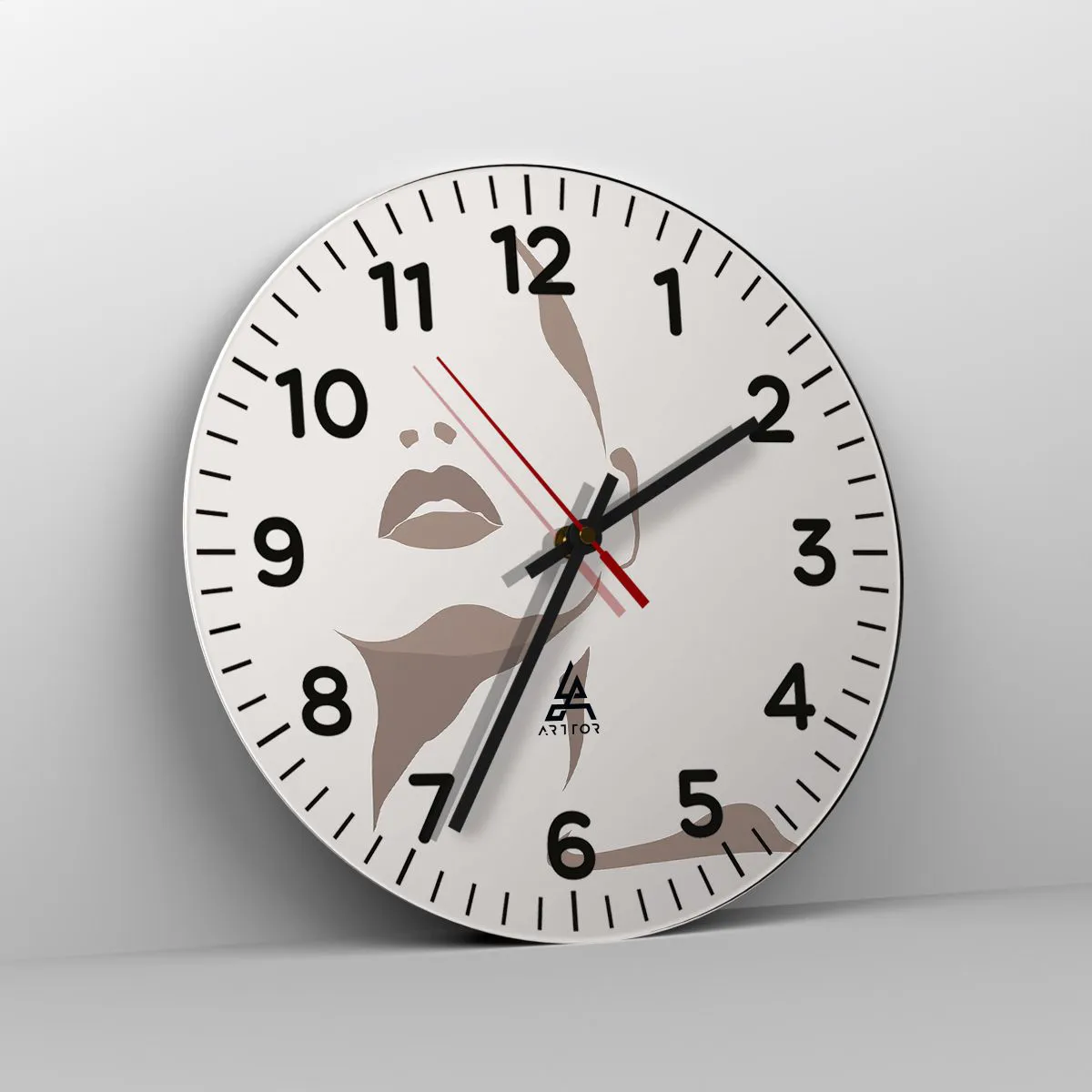 Reloj de pared - Reloj de vidrio - Creación a partir de la luz y la sombra - 40x40 cm