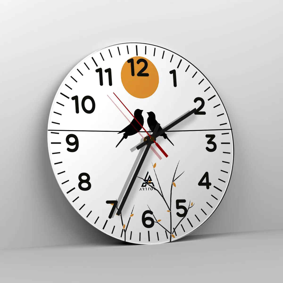 Wall clock - Clock on glass - Nightingale Evening - 40x40 cm