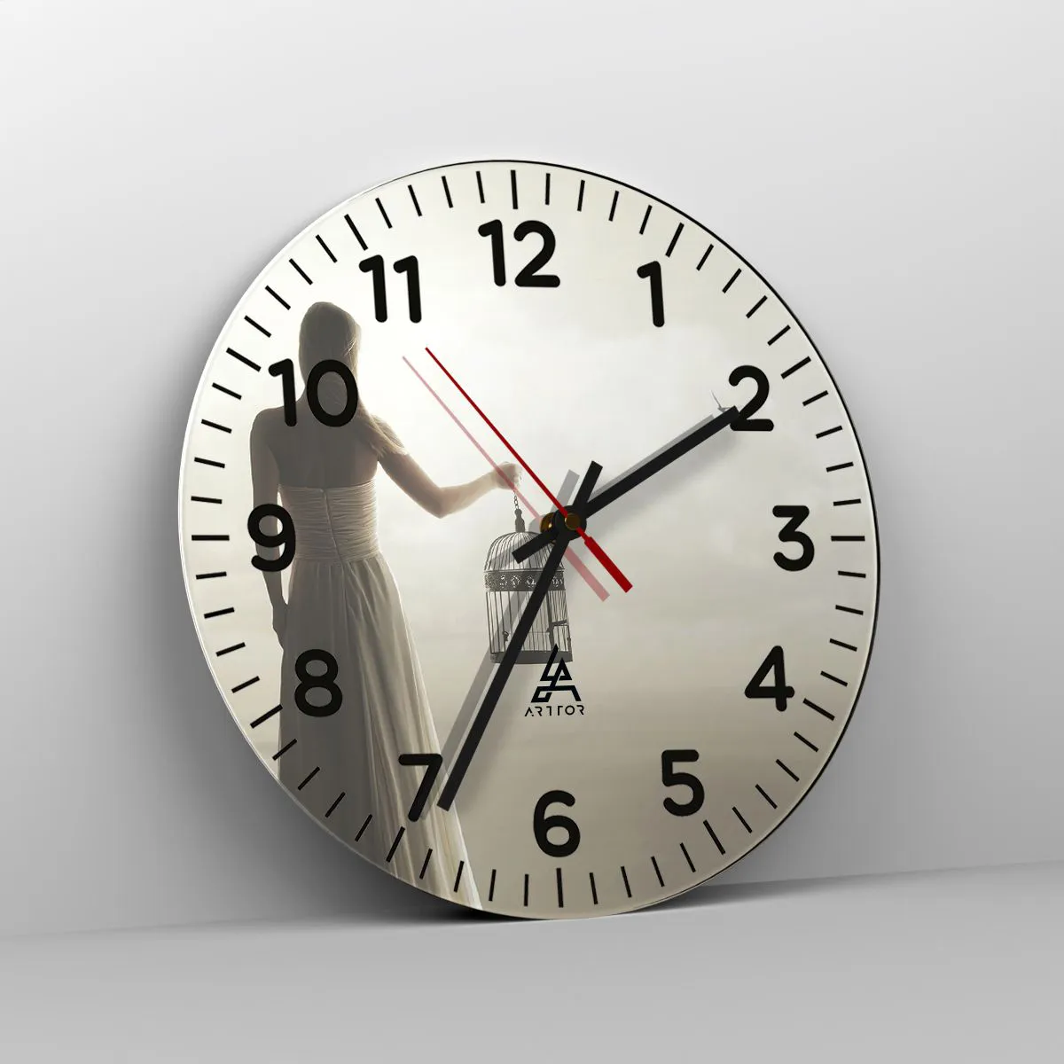 Reloj de pared - Reloj de vidrio - Sé libre - 40x40 cm