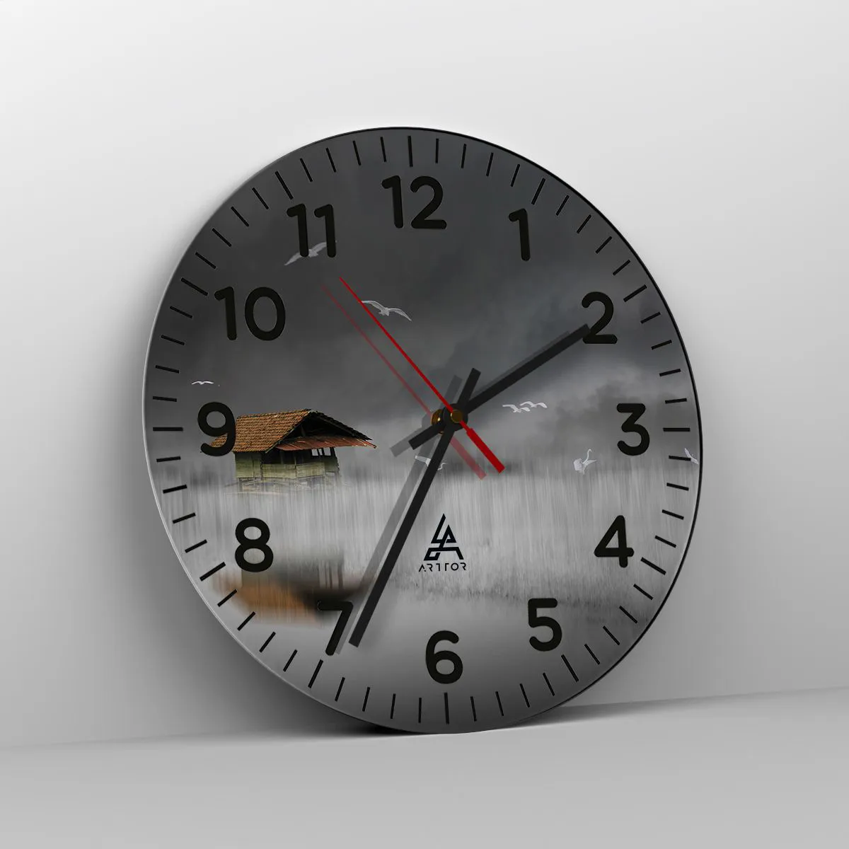 Wall clock - Clock on glass - Shelter from the Rain - 40x40 cm