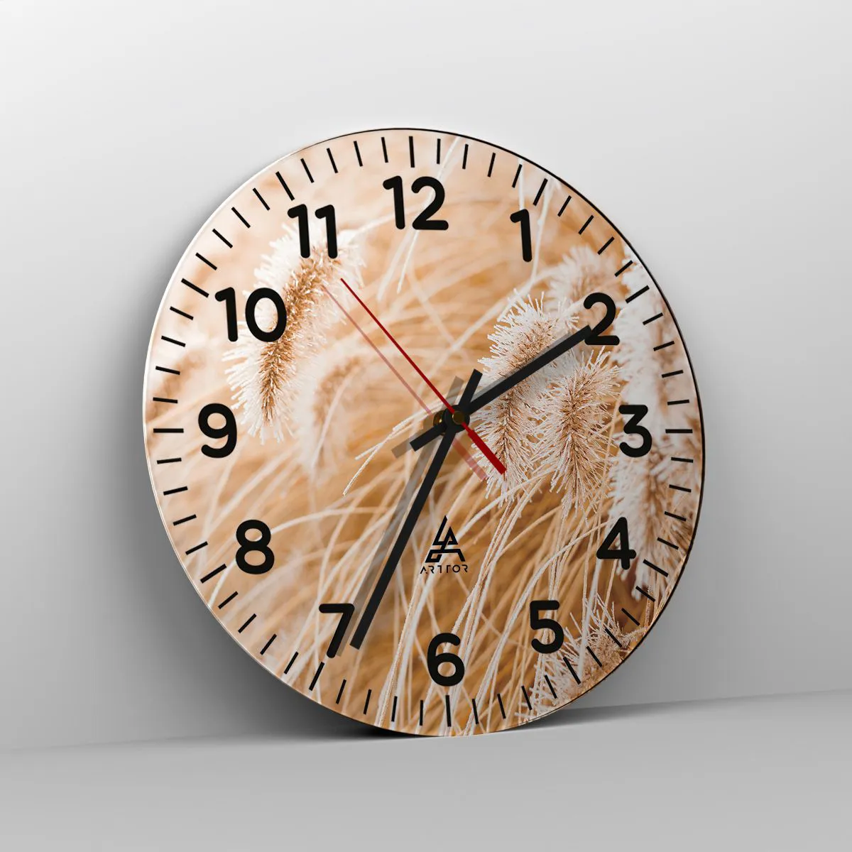 Wanduhr - Glasuhr - Das goldene Rauschen des Grases - 40x40 cm