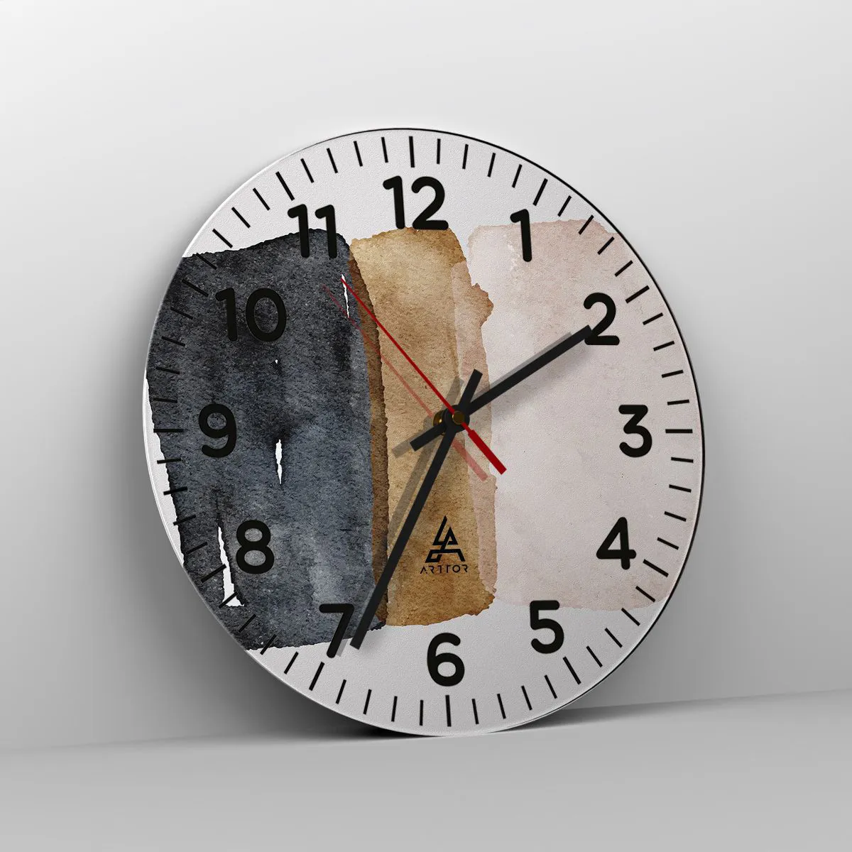 Ceas de perete - Ceas pe sticlă - Compoziția culorilor pământului - 40x40 cm