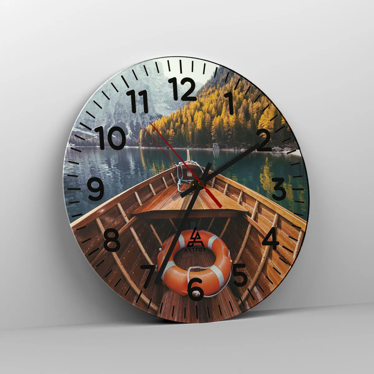 Ceas de perete - Ceas pe sticlă - Excursie pe munte - 40x40 cm