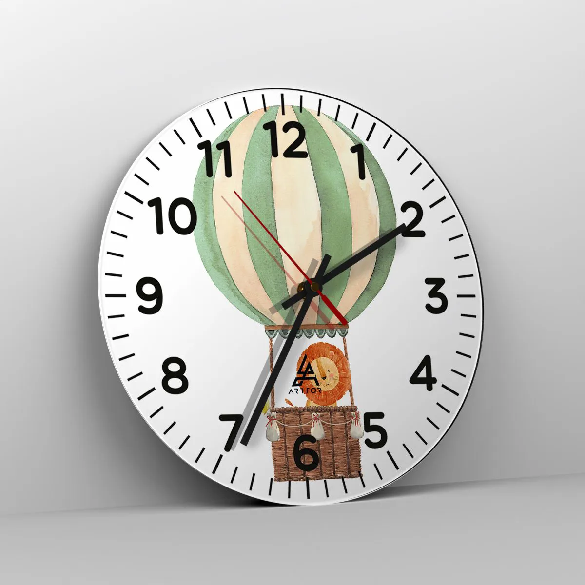 Wall clock - Clock on glass - Leon's Adventures - 40x40 cm