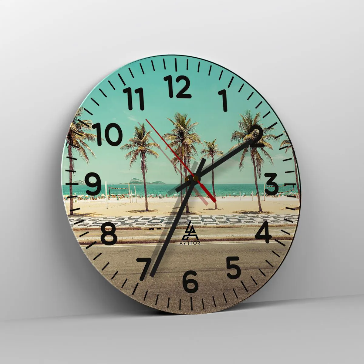 Wanduhr - Glasuhr - Beim Bewachen des Strandes - 40x40 cm