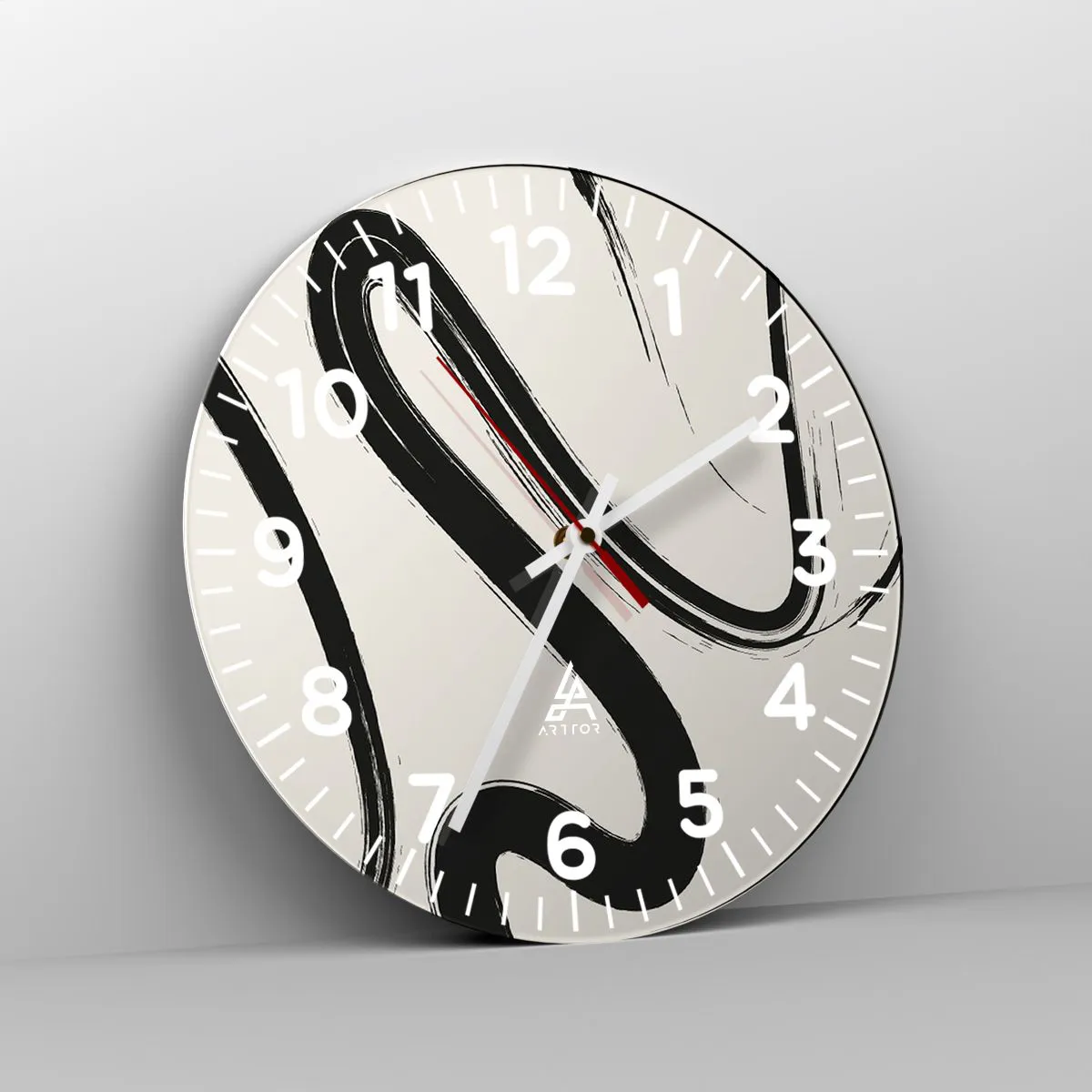 Ceas de perete - Ceas pe sticlă - Capriciu în alb și negru - 40x40 cm