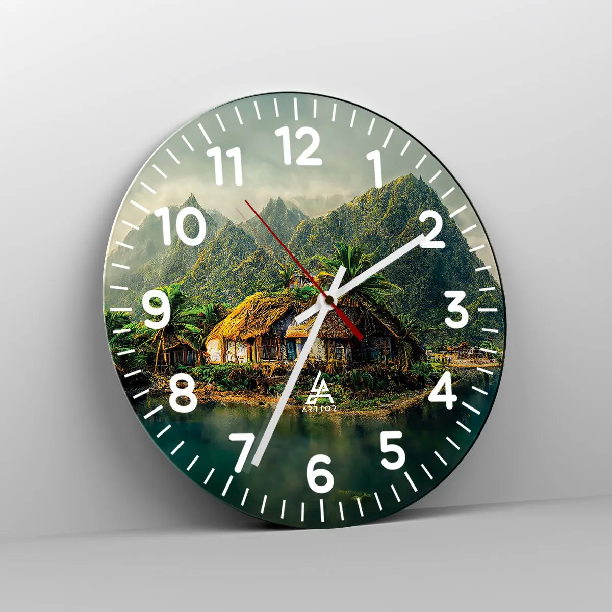 Wanduhr - Glasuhr - Tropisches Paradies - 40x40 cm