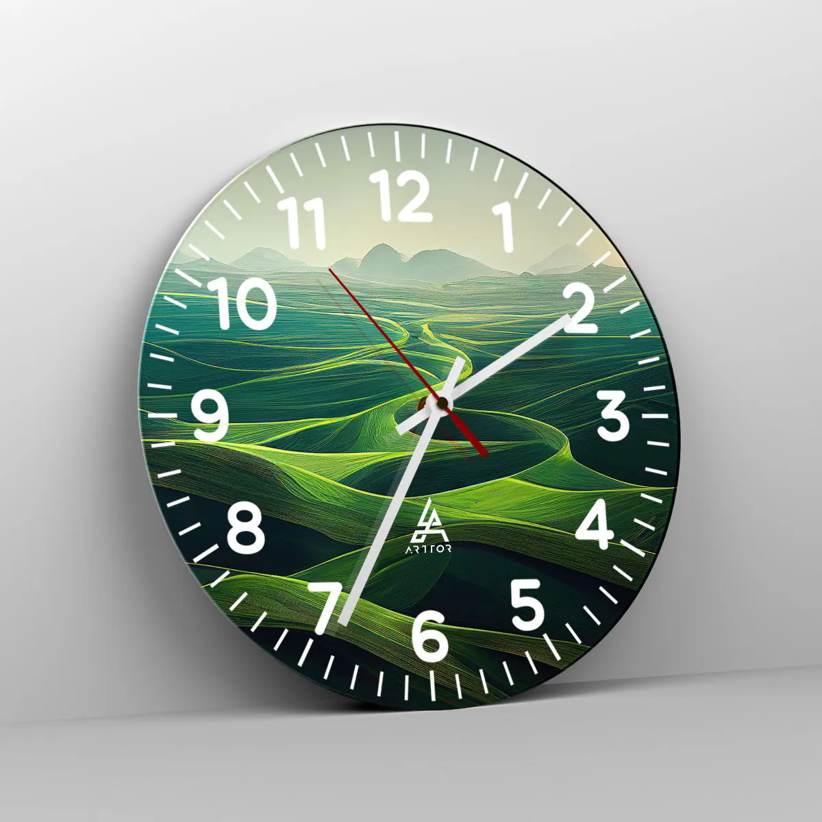 Zegar ścienny - W zielonych dolinach - 40x40 cm