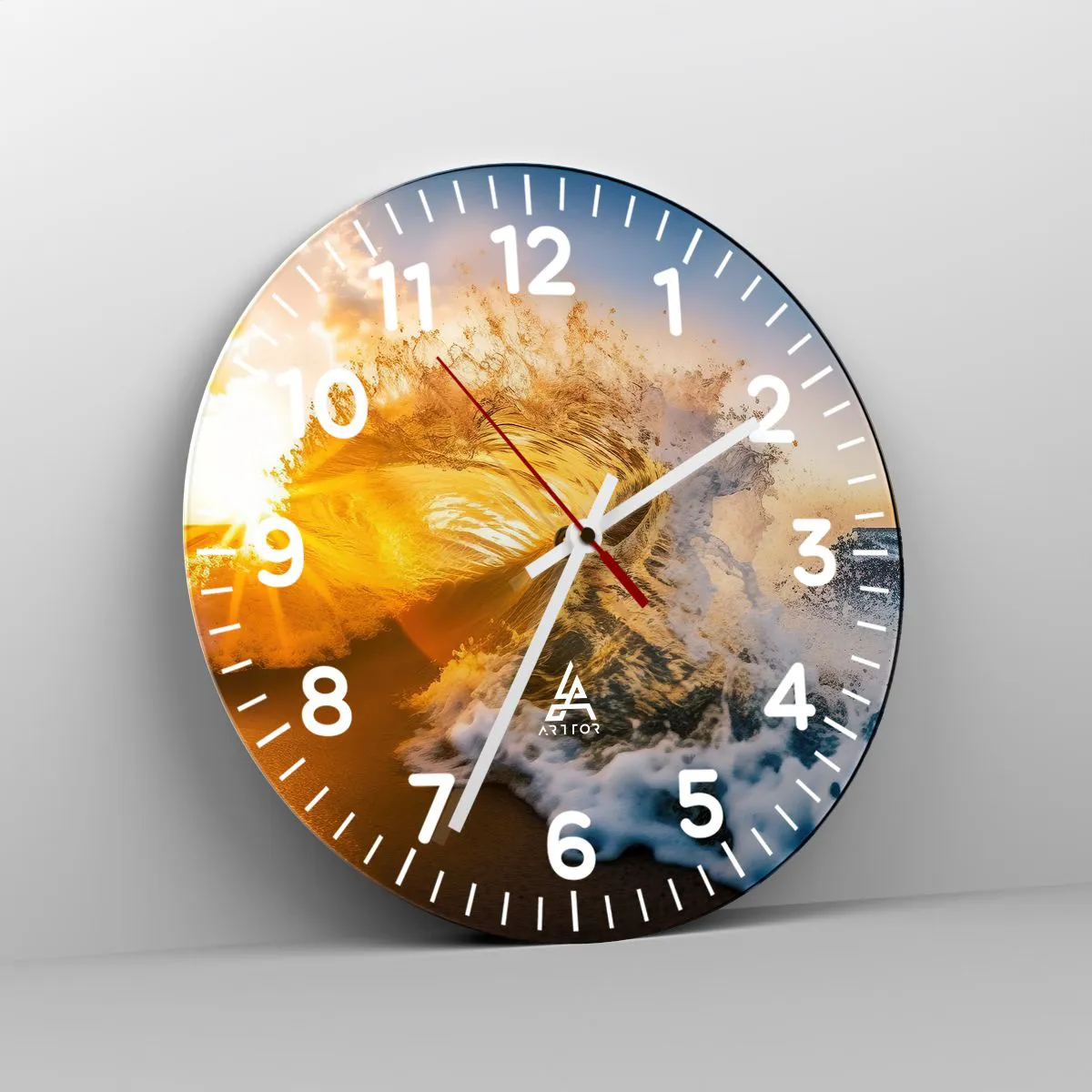Relógio de parede - Relógio em vidro - Diversão na areia - 40x40 cm