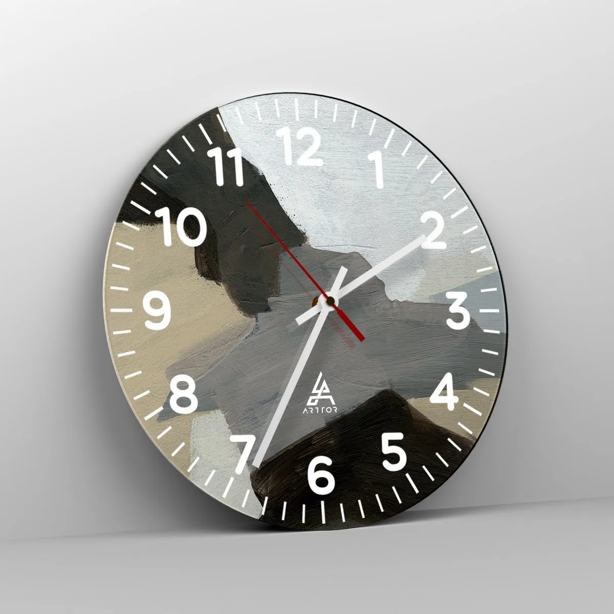 Wanduhr - Glasuhr - Abstraktion: Scheideweg des Graus - 40x40 cm