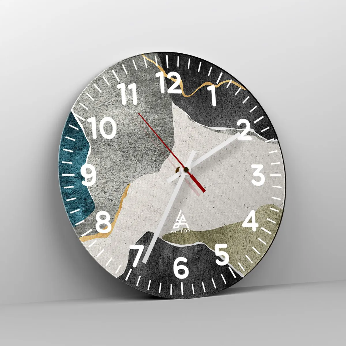 Horloge murale - Pendule murale - Composition mosaïque avec un fil d'or - 40x40 cm