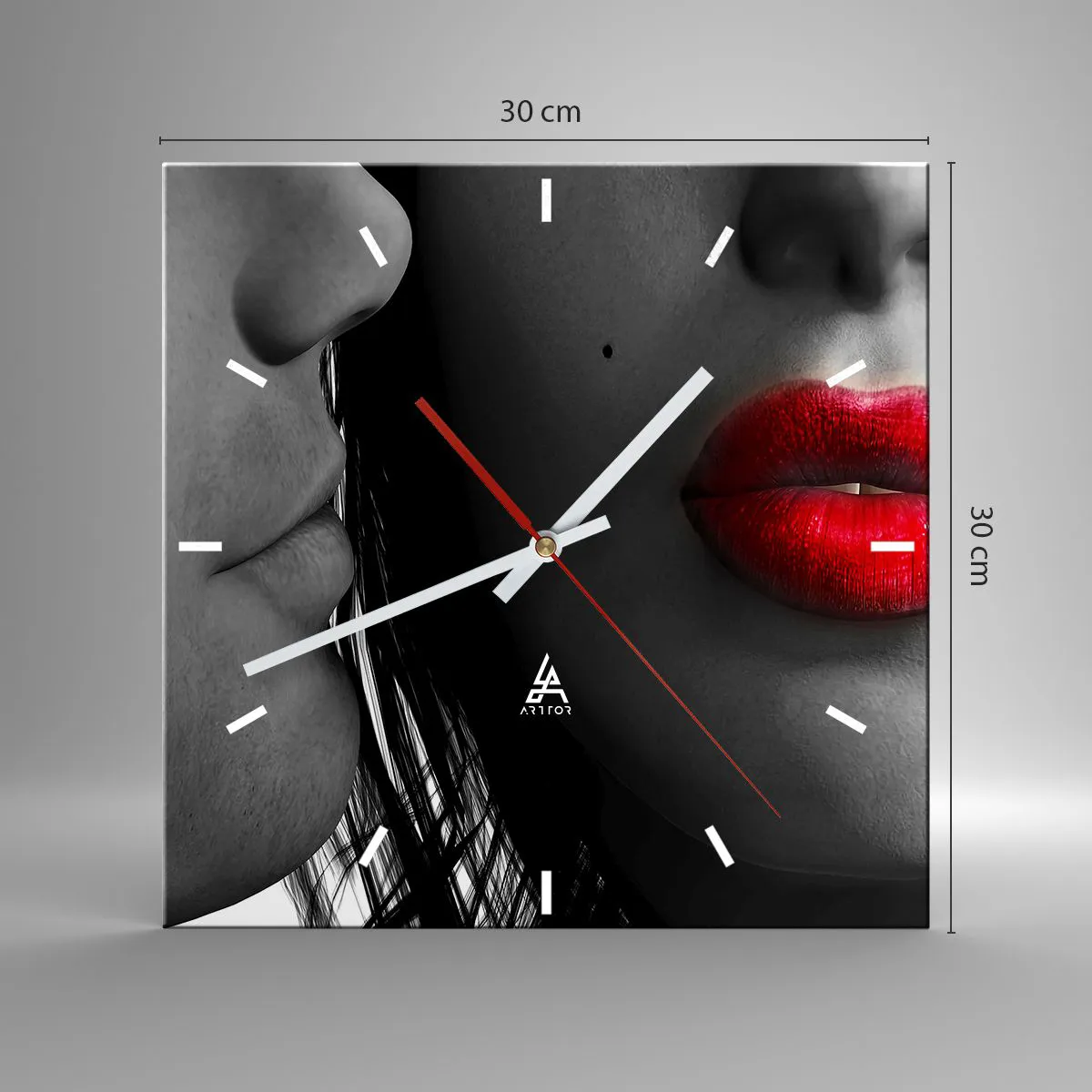 Ceas de perete - Ceas pe sticlă - Față în față - 30x30 cm