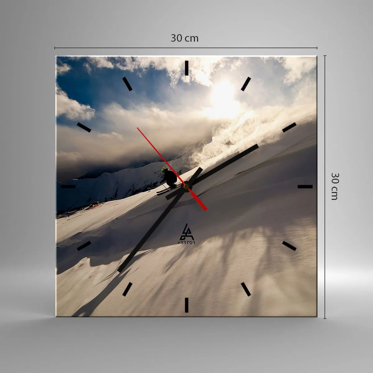 Wall clock - Clock on glass - Mountain Challenge Accepted - 30x30 cm