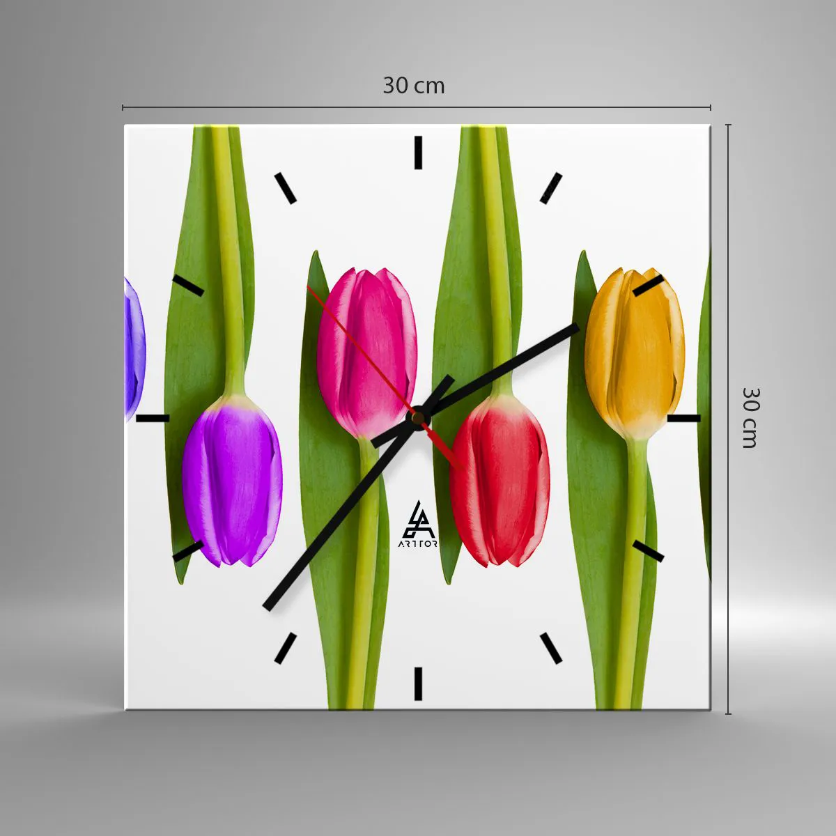 Ceas de perete - Ceas pe sticlă - Compoziție curcubeu - 30x30 cm