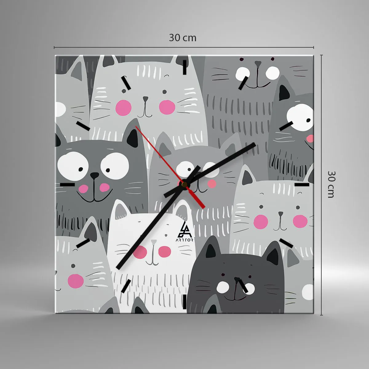 Nástěnné hodiny - Kočičí svět - 30x30 cm