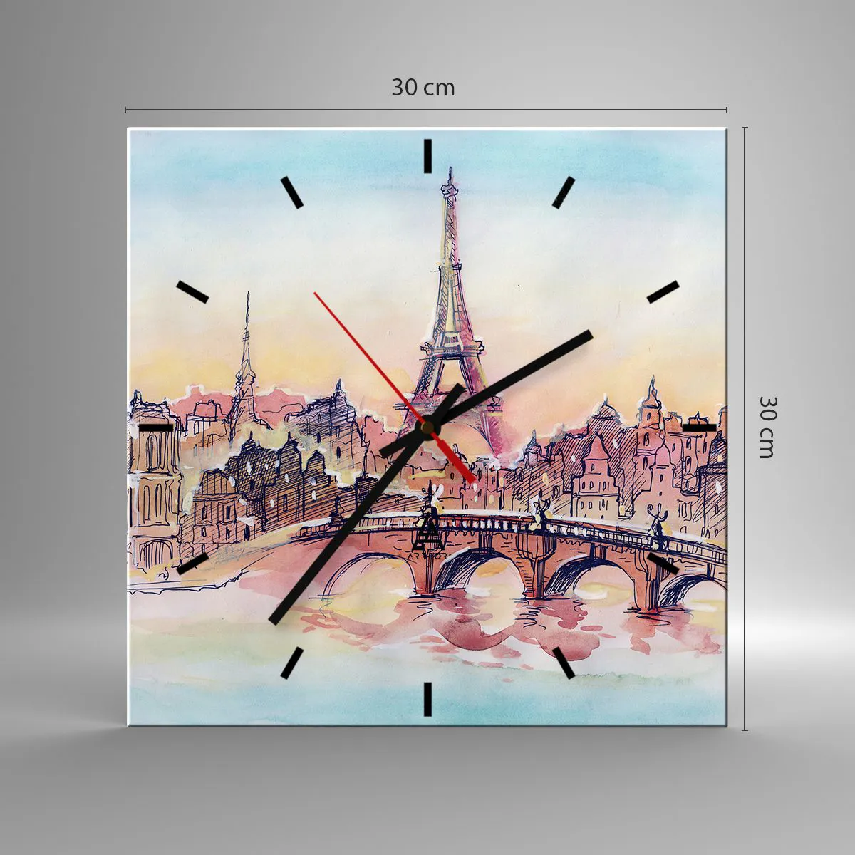 Ceas de perete - Ceas pe sticlă - Singurul oraș de acest fel din lume - 30x30 cm